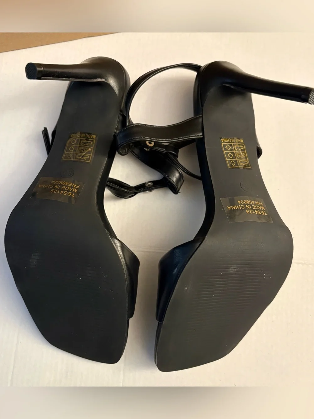 Elisabet Tang Black Strappy Stiletto Sandals